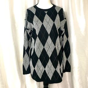 3 for $75!!! Vintage Woodward’s silver & black diamond patterned sweater, Small.